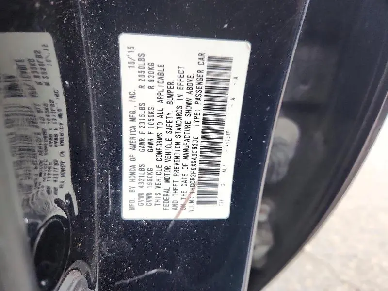 2016 HONDA ACCORD EXL  