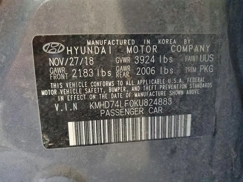 2019 HYUNDAI ELANTRA SE  