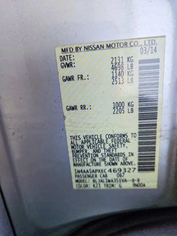 2014 NISSAN MAXIMA S  