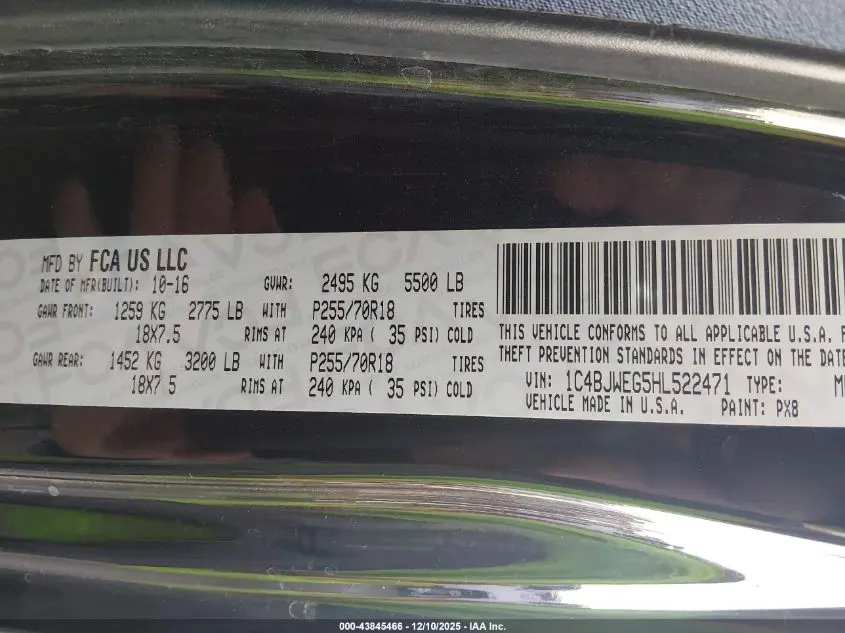 2017 JEEP WRANGLER UNLIMITED SAHARA 4X4