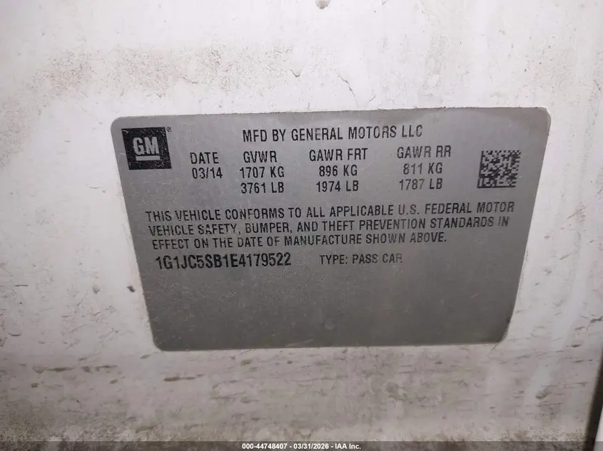 2014 CHEVROLET SONIC LT AUTO