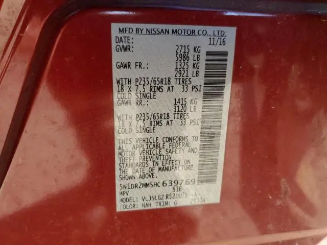 2017 NISSAN PATHFINDER S  