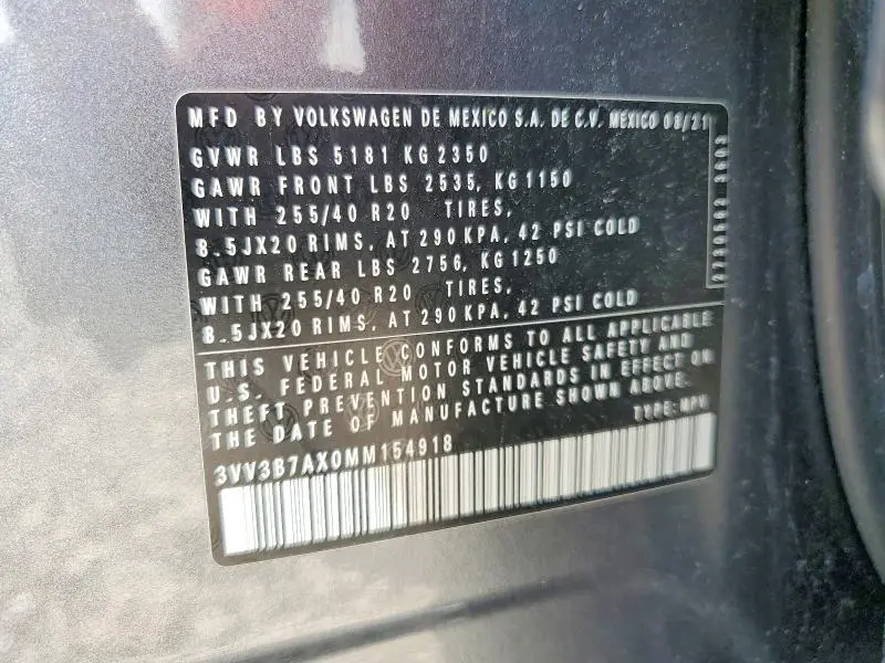 2021 VOLKSWAGEN TIGUAN SE  