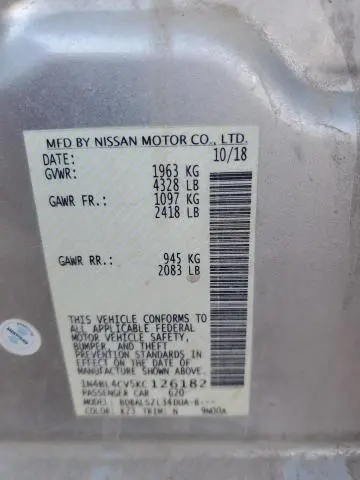 2019 NISSAN ALTIMA SR  