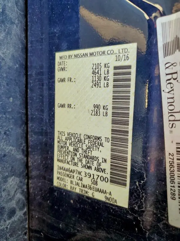 2017 NISSAN MAXIMA 3.5S  