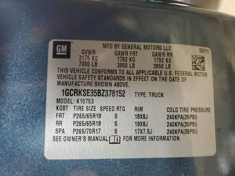 2011 CHEVROLET SILVERADO K1500 LT  