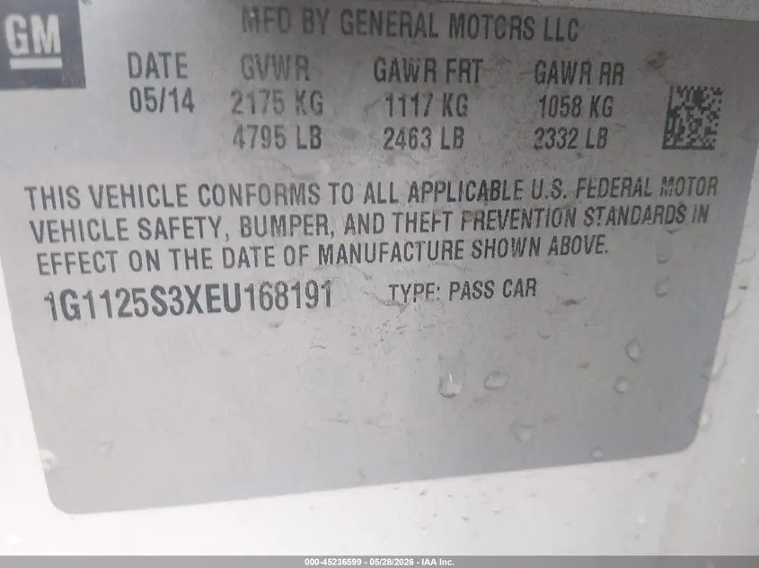 2014 CHEVROLET IMPALA 2LT