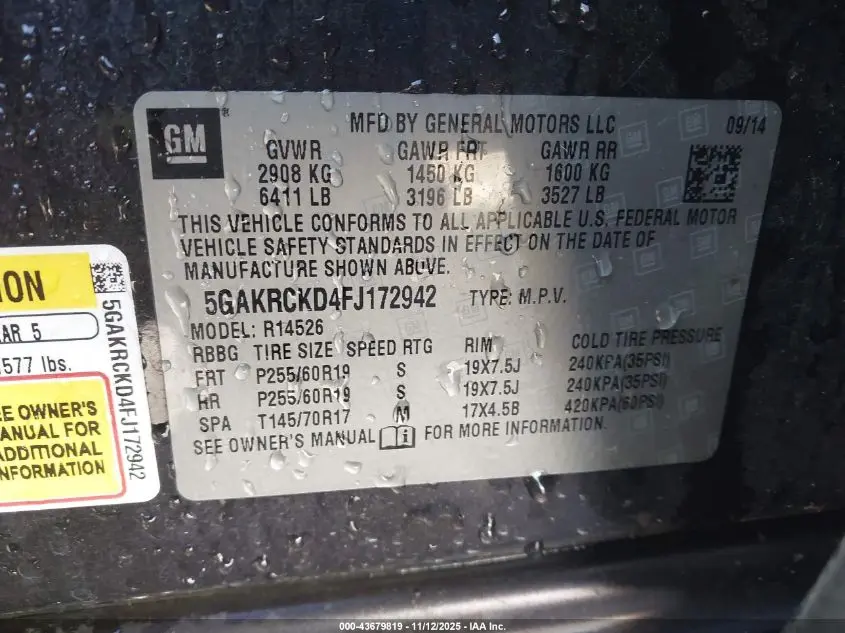 2015 BUICK ENCLAVE PREMIUM