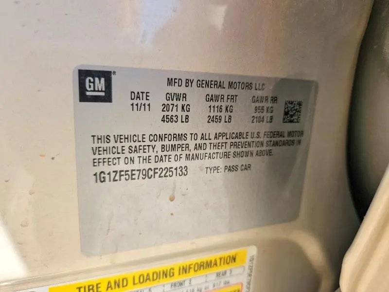 2012 CHEVROLET MALIBU 3LT  