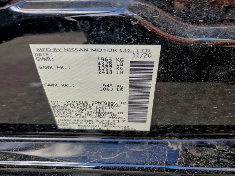 2021 NISSAN ALTIMA SL  