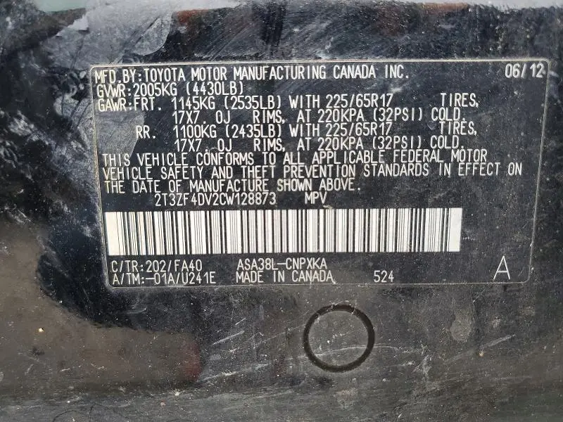 2012 TOYOTA RAV4 BASE  