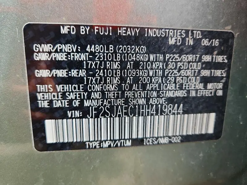2017 SUBARU FORESTER 2.5I PREMIUM  