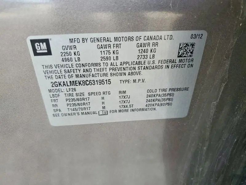 2012 GMC TERRAIN SLE  