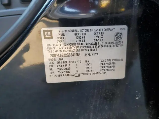2016 CHEVROLET EQUINOX LT  