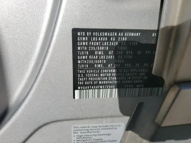 2015 VOLKSWAGEN TIGUAN S  