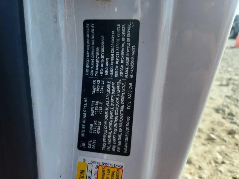 2016 BUICK CASCADA PREMIUM  