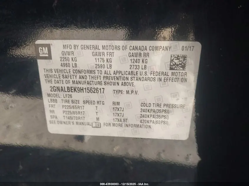 2017 CHEVROLET EQUINOX LS