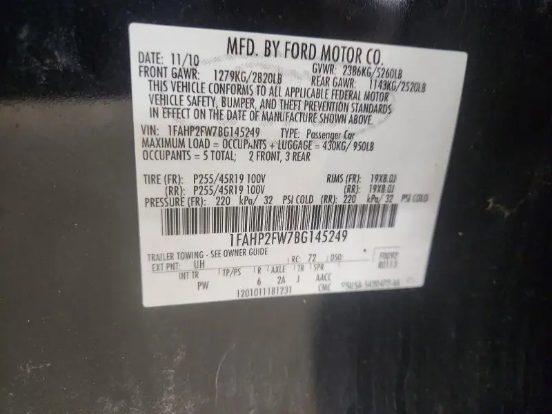 2011 FORD TAURUS LIMITED  