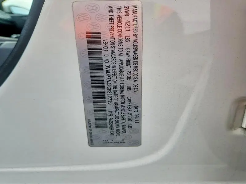 2012 VOLKSWAGEN JETTA SE  