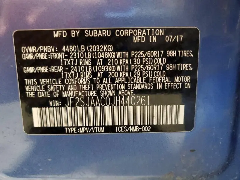 2018 SUBARU FORESTER 2.5I  