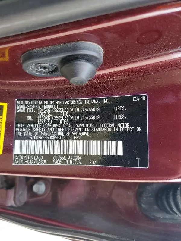 2018 TOYOTA HIGHLANDER LIMITED  