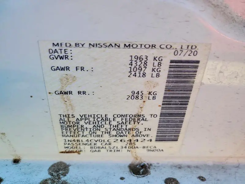 2020 NISSAN ALTIMA 2.5 SR  