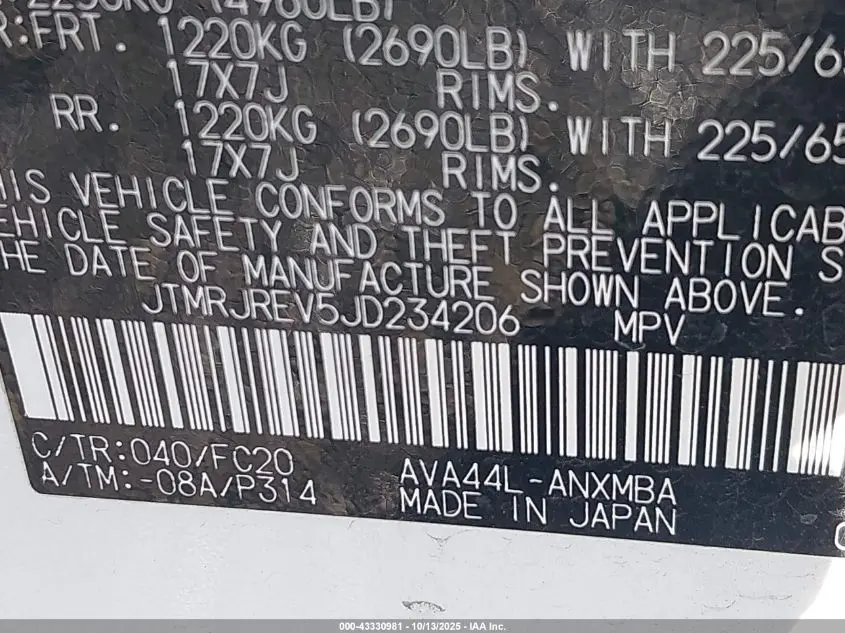 2018 TOYOTA RAV4 HYBRID LE