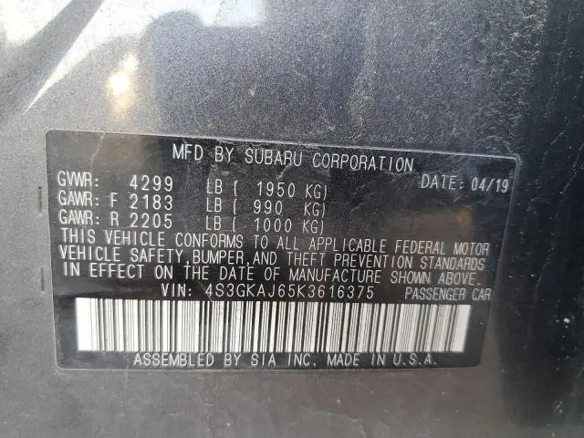 2019 SUBARU IMPREZA SPORT  