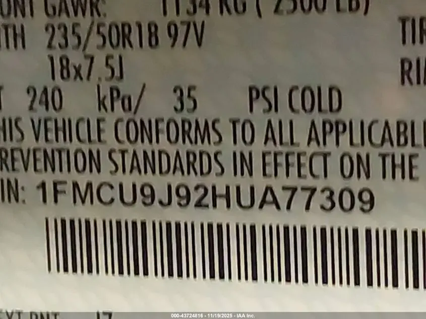 2017 FORD ESCAPE TITANIUM