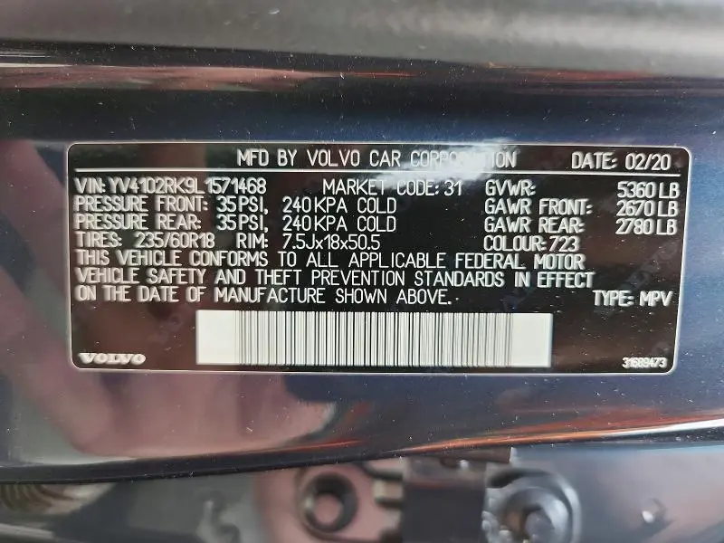 2020 VOLVO XC60 T5 MOMENTUM  
