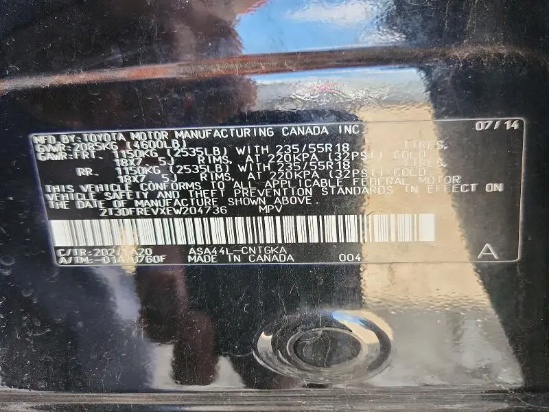 2014 TOYOTA RAV4 LIMITED  