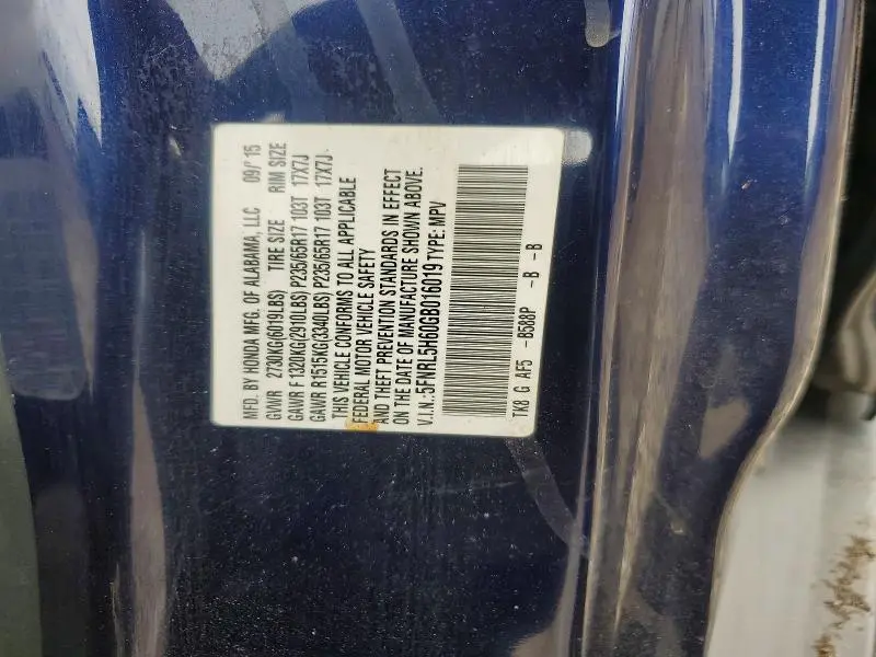 2016 HONDA ODYSSEY EXL  