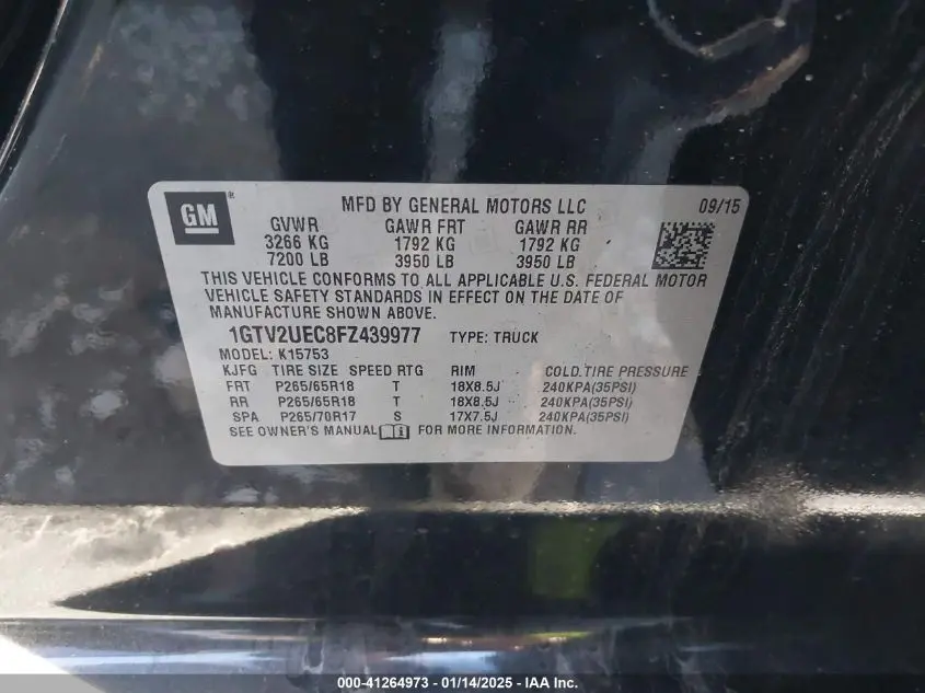 2015 GMC SIERRA 1500 SLE