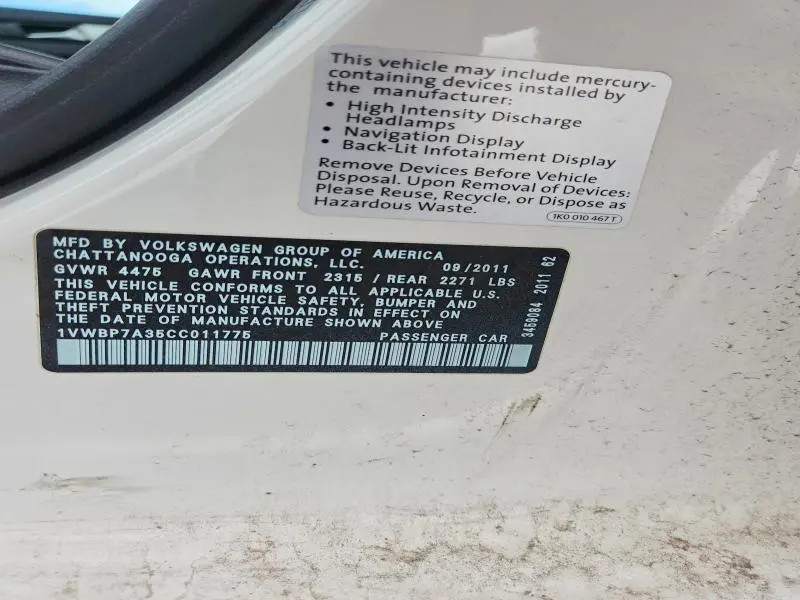 2012 VOLKSWAGEN PASSAT SE  