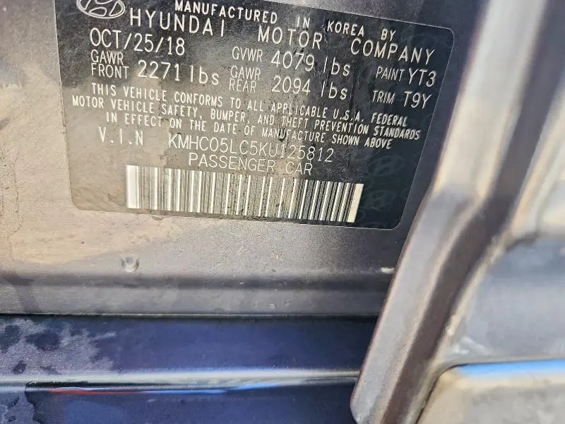 2019 HYUNDAI IONIQ LIMITED  