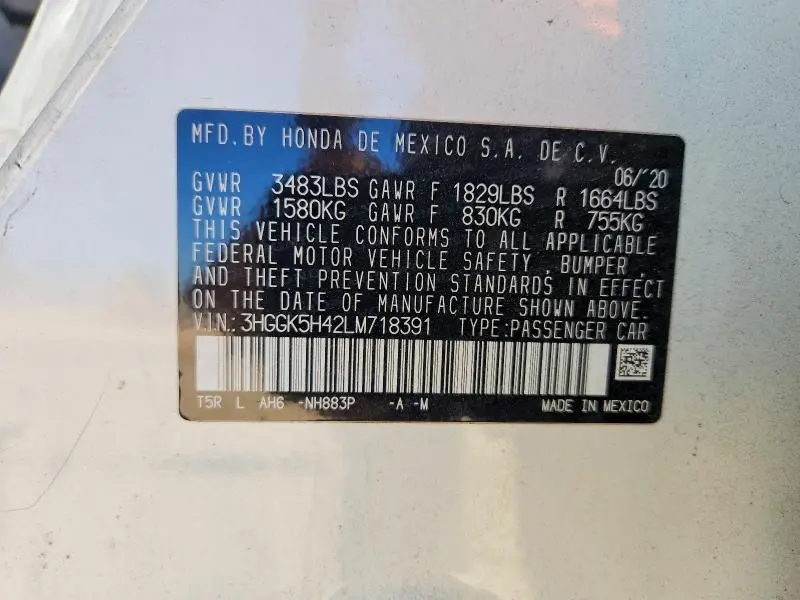2020 HONDA FIT LX  