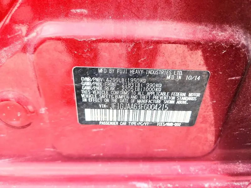 2015 SUBARU IMPREZA   