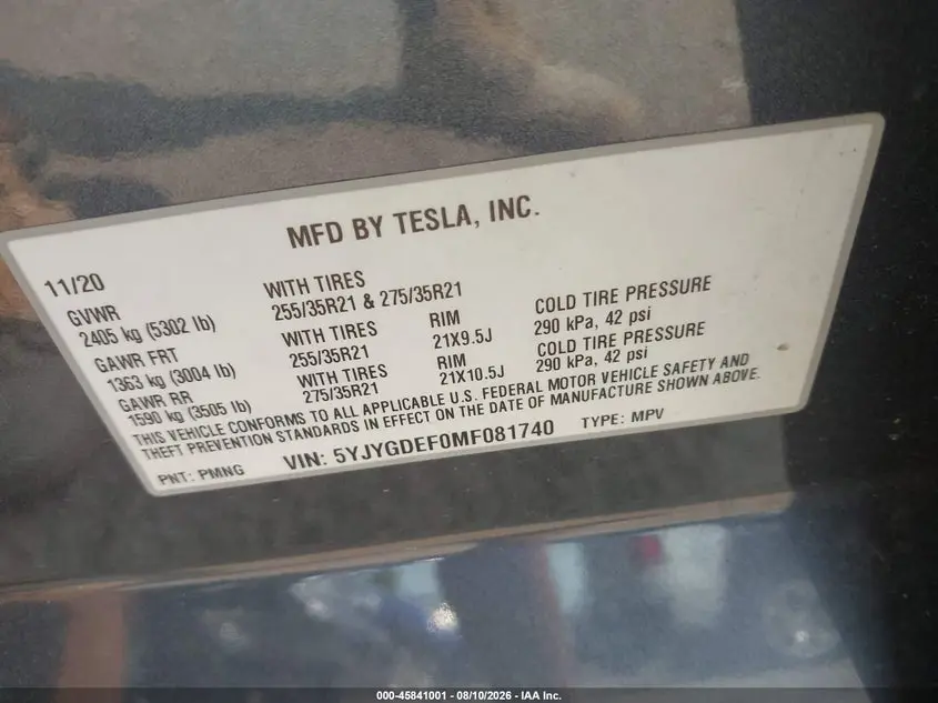 2021 TESLA MODEL Y PERFORMANCE DUAL MOTOR ALL-WHEEL DRIVE