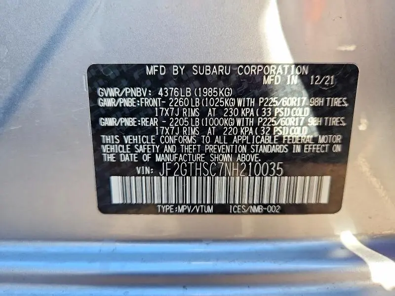 2022 SUBARU CROSSTREK SPORT  