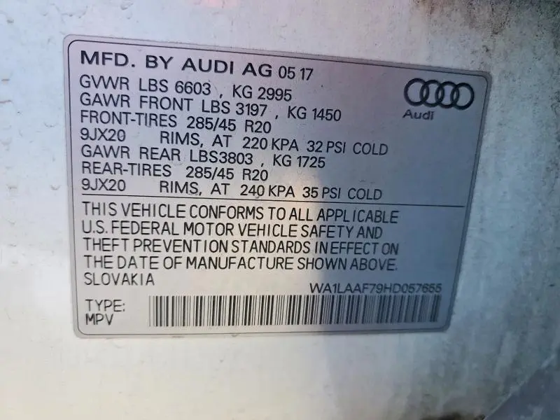 2017 AUDI Q7 PREMIUM PLUS  