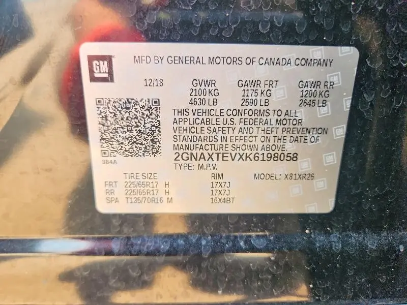 2019 CHEVROLET EQUINOX LT  