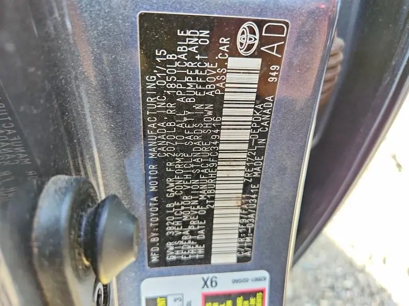 2015 TOYOTA COROLLA L  