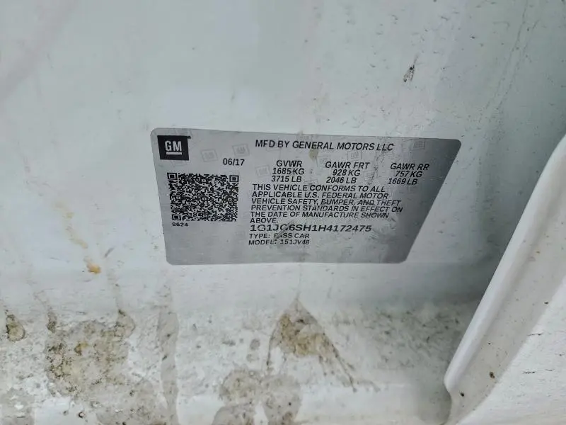 2017 CHEVROLET SONIC   