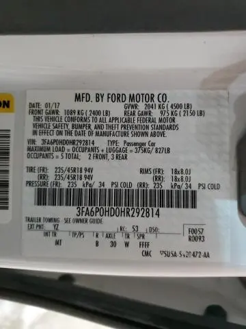 2017 FORD FUSION SE  