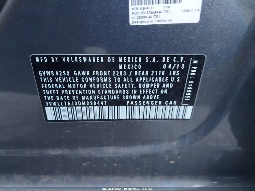 2013 VOLKSWAGEN JETTA 2.0L TDI