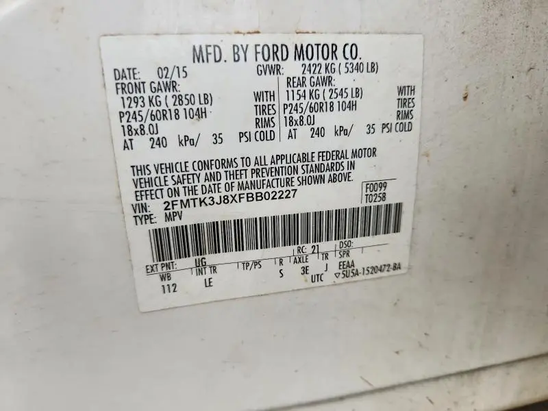 2015 FORD EDGE SEL  