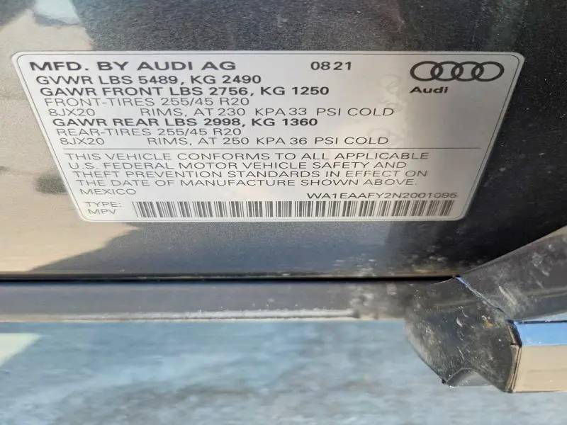 2022 AUDI Q5 S LINE QUATTRO PREMIUM PLUS  