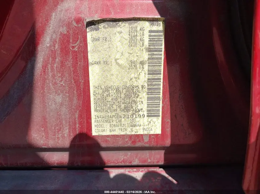 2014 NISSAN ALTIMA 2.5 S