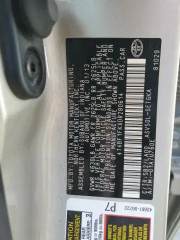 2013 TOYOTA CAMRY L  