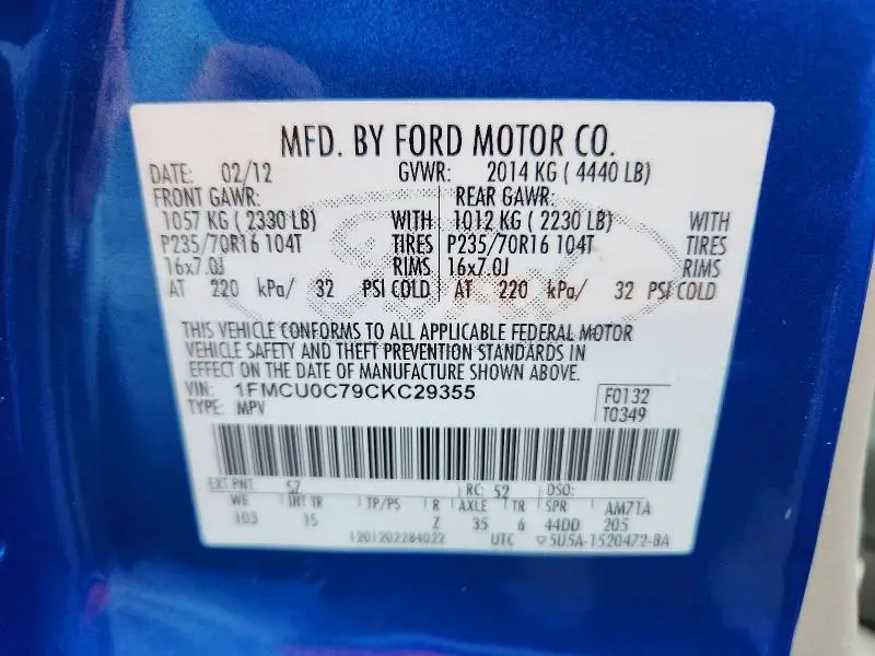 2012 FORD ESCAPE XLS  